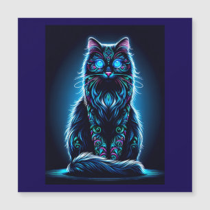 Invitación Magnética Neon Cat Vivid Background-97948