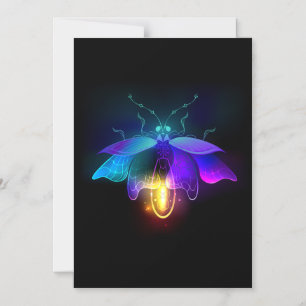 Invitación Magnética Neon Firefly en negro