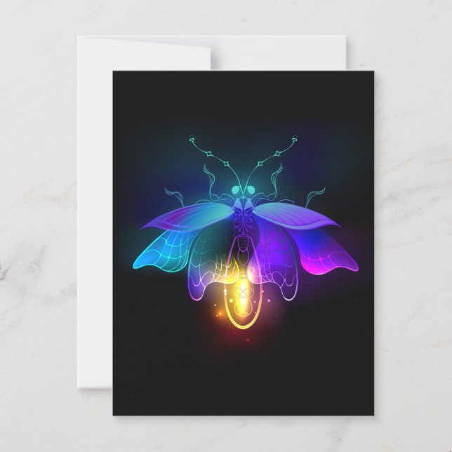 Invitación Magnética Neon Firefly en negro (Anverso)