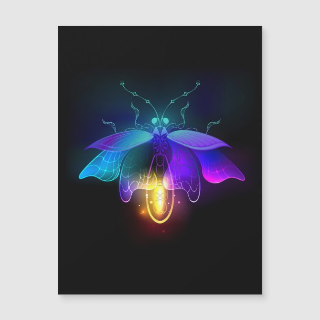 Invitación Magnética Neon Firefly en negro (Anverso)