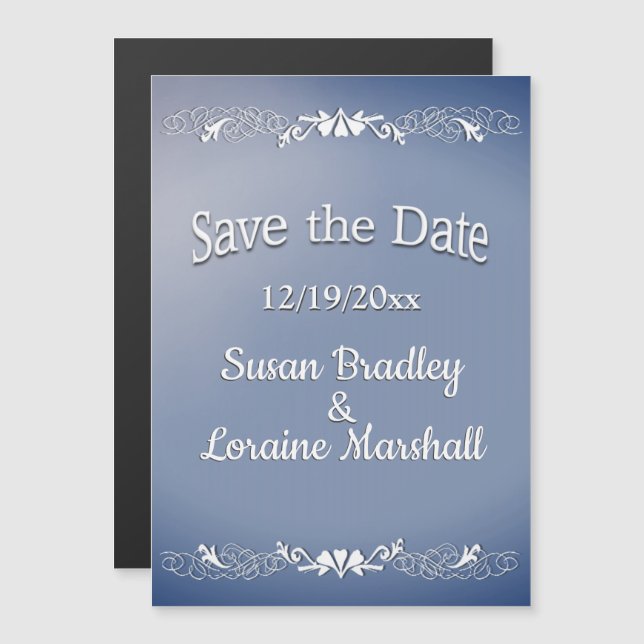 Invitación Magnética Niebla azul salva la fecha (Anverso/Reverso)