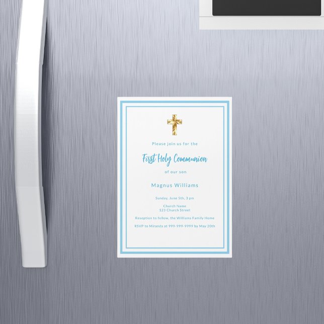 Invitación Magnética Niño blanco azul cielo Primera comunión sagrada (Subido por el creador)