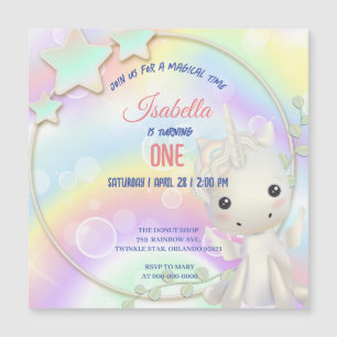 Invitación Magnética Niños de la fiesta de cumpleaños del arcoiris de U