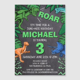 Invitación Magnética Niños dinosaurios Cumpleaños Dino Trex Chalkboard 