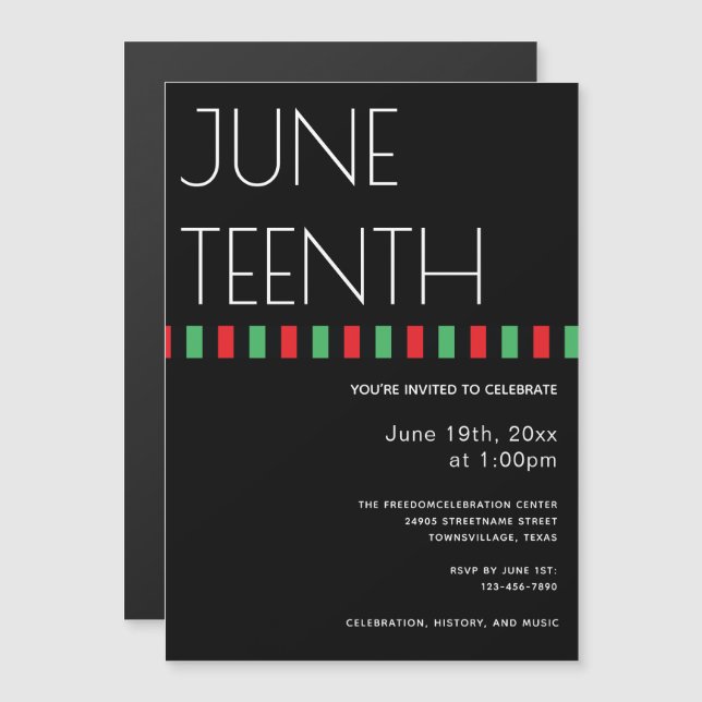 Invitación Magnética Noche verde verde rojo de junio (Anverso/Reverso)