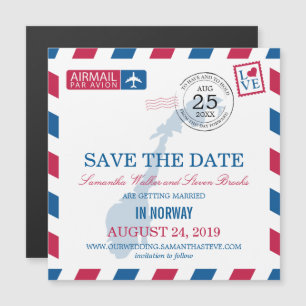 Invitación Magnética Noruega Airmail salva la fecha
