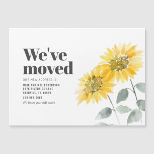 Invitación Magnética Nos hemos mudado Anuncio de mudanza de girasol