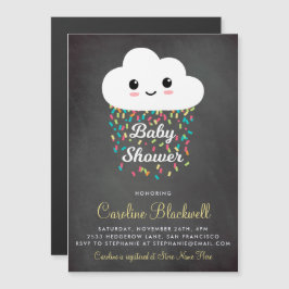 Invitación Magnética Nube y Confetti| Chalkboard Baby Shower