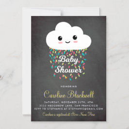 Invitación Magnética Nube y Confetti| Chalkboard Baby Shower
