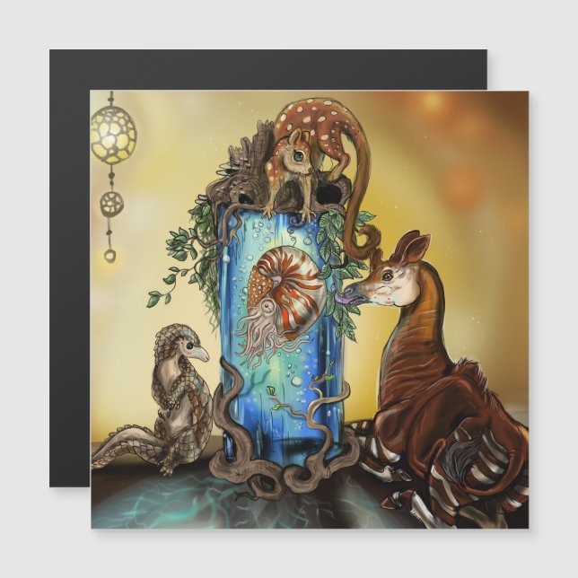 Invitación Magnética Okapi y los Oddlings (Anverso/Reverso)