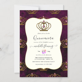 Invitación Magnética Old Gold Elegance Quinceañera