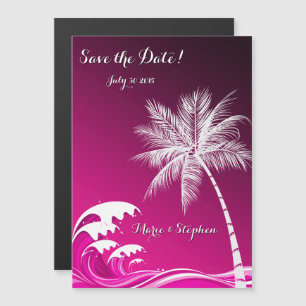 Invitación Magnética OMBRÉ PINK PALMS TROPICAL Save the Date