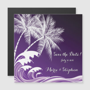 Invitación Magnética OMBRÉ PURPLE PALMS TROPICAL Save the Date