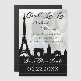 Invitación Magnética Ooh La La Paris Skyline Photo Save the Date