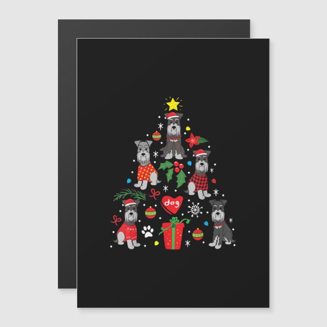 Invitación Magnética Ornamento del árbol de Navidad Schnauzer Perro Mas (Anverso/Reverso)