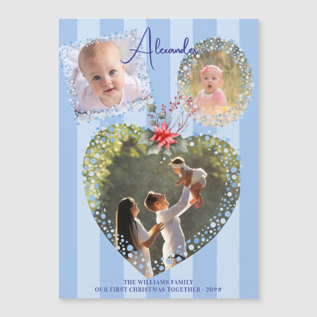 Invitación Magnética Ornate Frames 3 Foto 1Navidades Hito azul (Anverso)