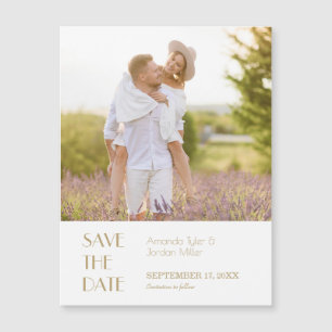 Invitación Magnética Oro minimalista Moderno Art Deco Foto Guardar fech