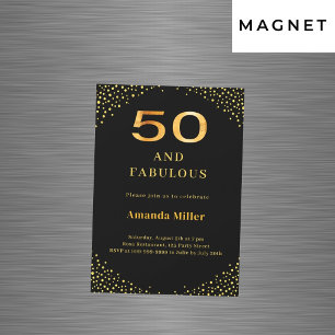 Invitación Magnética Oro negro 50 cumpleaños fabulosos