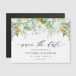 Invitación Magnética Orquídeas y Kumquats de Acuarela Guarden la Fecha