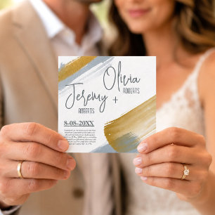 Invitación Magnética Otoño Dorado Moderno Elegante Ahorra la Fecha Boda