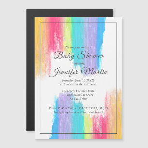 Invitación Magnética Paint Rainbow Watercolor Paint Strokes Baby Shower