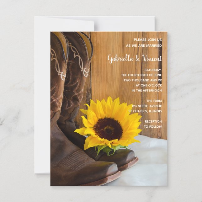 Invitación Magnética País Boda Occidental Girasol (Anverso)