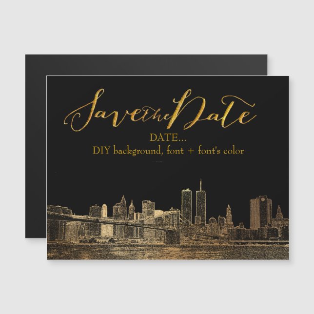 Invitación Magnética Paisaje esquemático de PixDezines NYC (Anverso/Reverso)