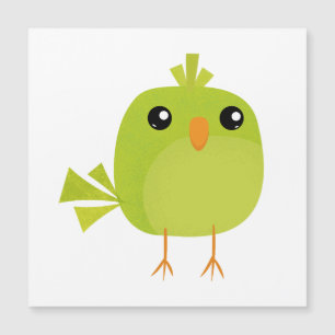 Invitación Magnética Pájaro Verde Dibujos Animados  