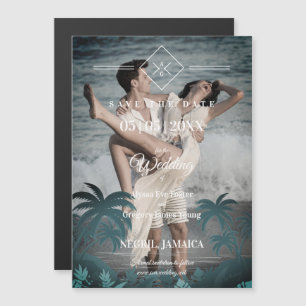 Invitación Magnética Palm Tree Beach Personalized Photo Engagement