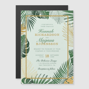 Invitación Magnética Palm tropical verde moderno deja a Boda de moda