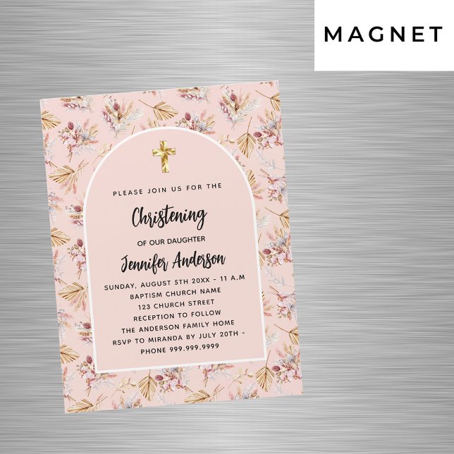 Invitación Magnética Pampas floras rosa oro rosa lujo (Subido por el creador)