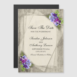 Invitación Magnética Pansies Rústicos Geométricos Ahorran La Fecha