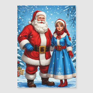 Invitación Magnética Papá Noel y Doncella de Nieve