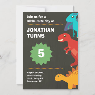 Invitación Magnética Papel de cumpleaños de Dinosaur
