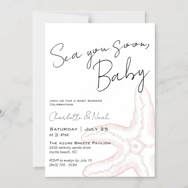 Invitación Magnética para Baby Shower Sea You Soon (Anverso)