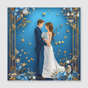 Invitación Magnética Pareja de recién casados elegante abrazándose con 