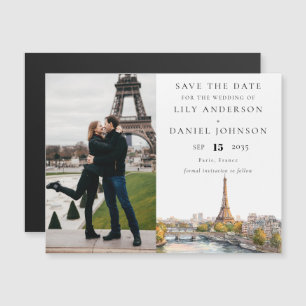 Invitación Magnética París Francia Foto Boda Salvar La Fecha
