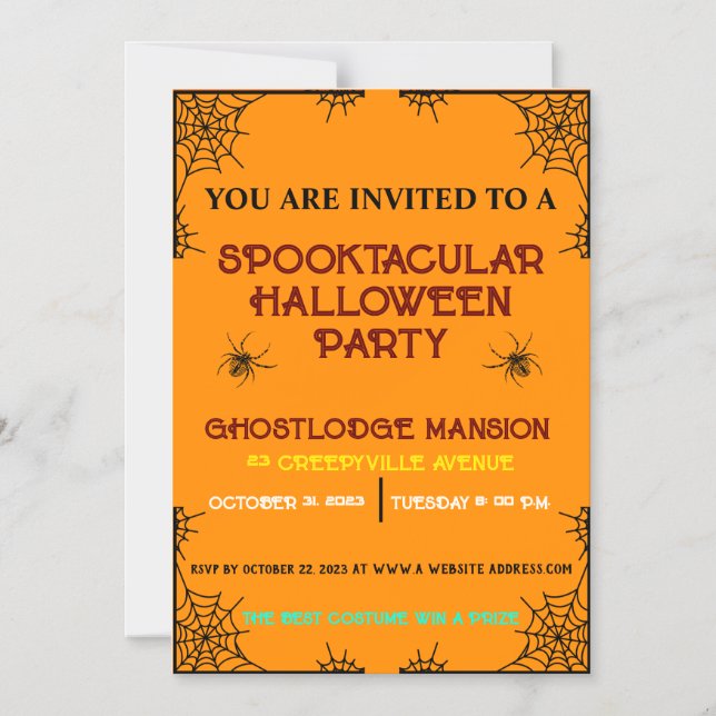INVITACIÓN MAGNÉTICA PARTIDO COLORIDO DE HALLOWEEN (Anverso)
