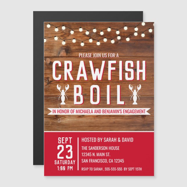 Invitación Magnética Partido de compromiso de evento especial "Crawfish (Anverso/Reverso)