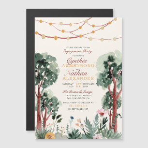 Invitación Magnética Partido de compromiso floral de los árboles botáni