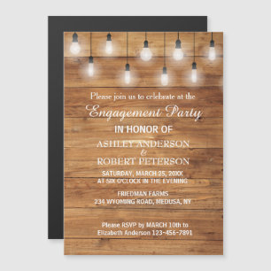 Invitación Magnética Partido de compromiso Rustic String Lights