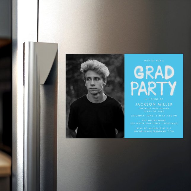 Invitación Magnética Partido de Graduación de Fotografía de Paint Sky B (Subido por el creador)