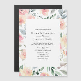 Invitación Magnética Pastel Rubor Boda Floral Rosa