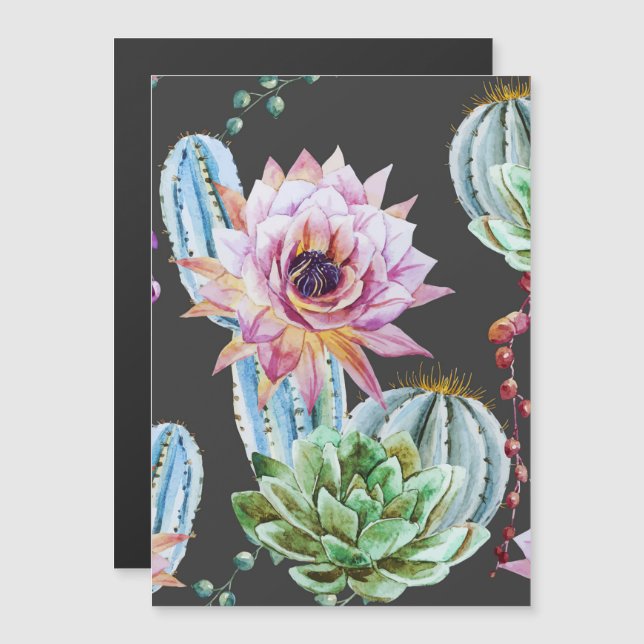 Invitación Magnética Patrón de cactus grandes (Anverso/Reverso)