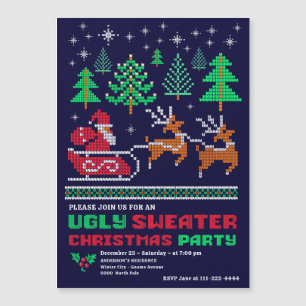 Invitación Magnética Patrón de Navidad de punto Fiesta de Navidades sué