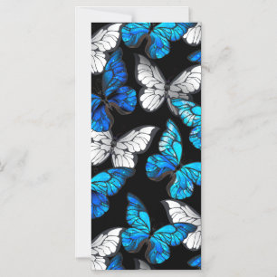 Invitación Magnética Patrón oscuro sin foco con mariposas azules morfo