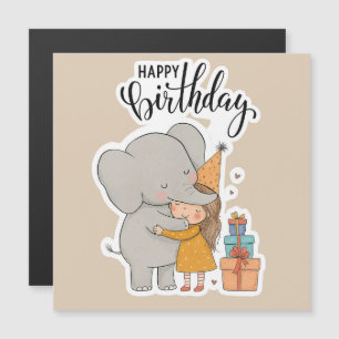 Invitación Magnética Pegatina de cumpleaños de abrazo de elefante adora