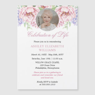 Invitación Magnética Peonies Hidrangeas Celebración Floral de la Vid