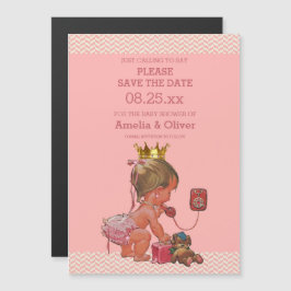 Invitación Magnética Pequeña Princesa por teléfono salva a los Chevrons