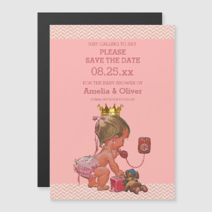 Invitación Magnética Pequeña Princesa por teléfono salva a los Chevrons